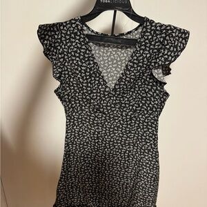 Black Floral Women's Top